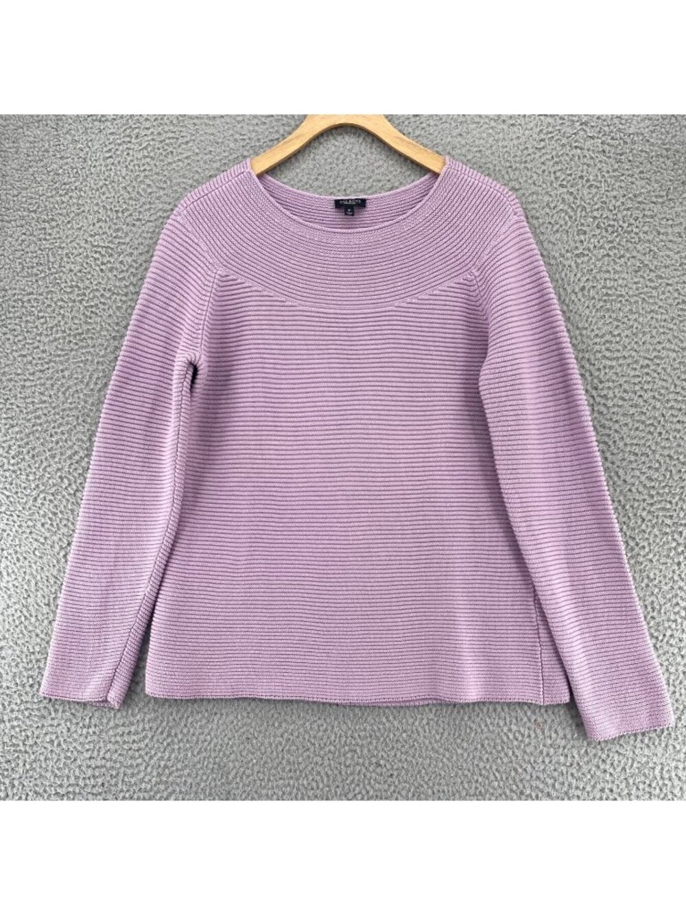 Talbots Sweater Women Medium Purple Ribbed Knit Stretch Pullover Everyday Casual